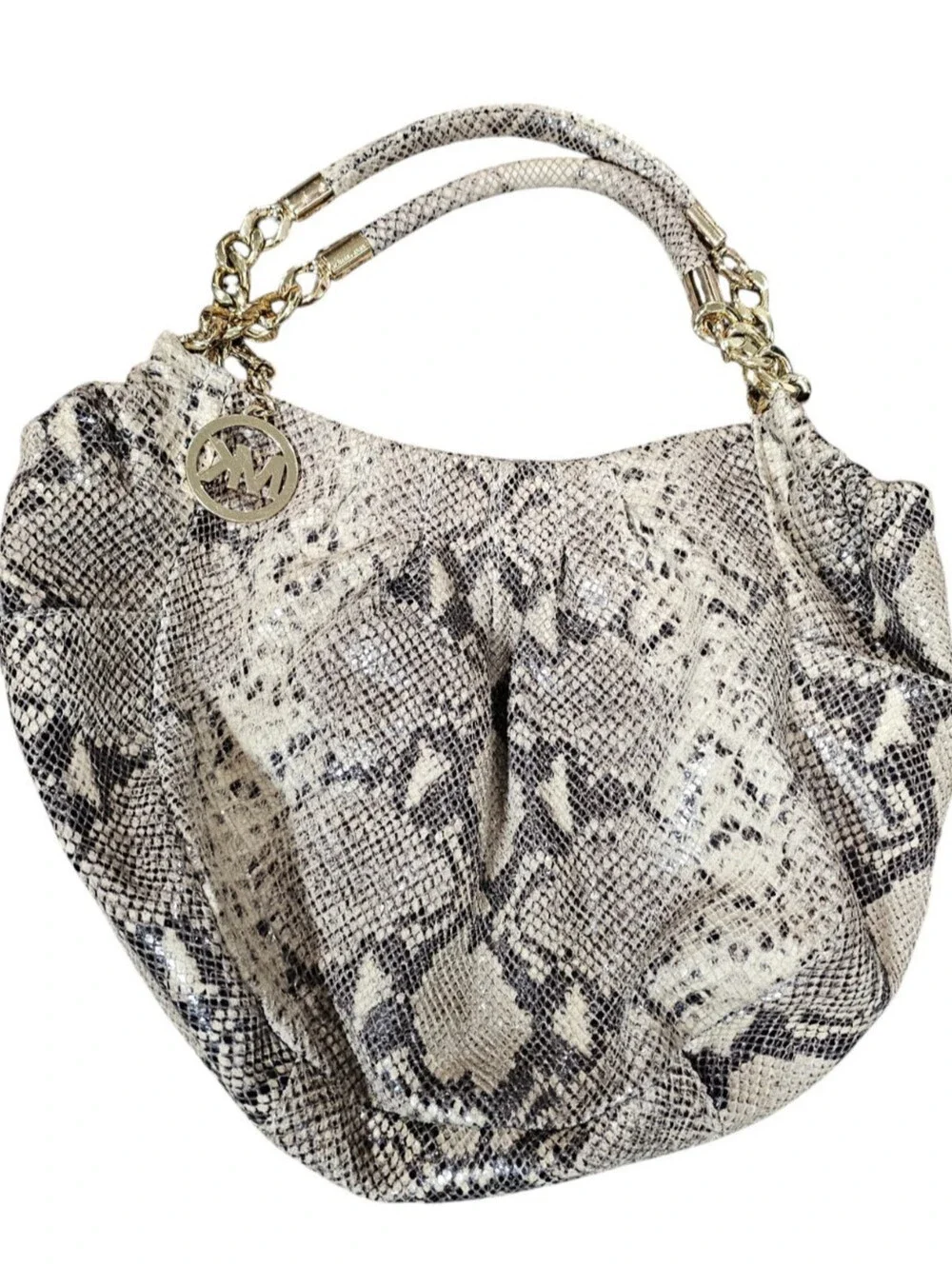 Michael Kors python embossed leather shoulder bag with a chain strap